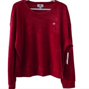 JUICY COUTURE WOMEN'S JUNIOR FUSCIA LONG SLEEVE VELVETEEN PULLOVER CREWNECK XXL